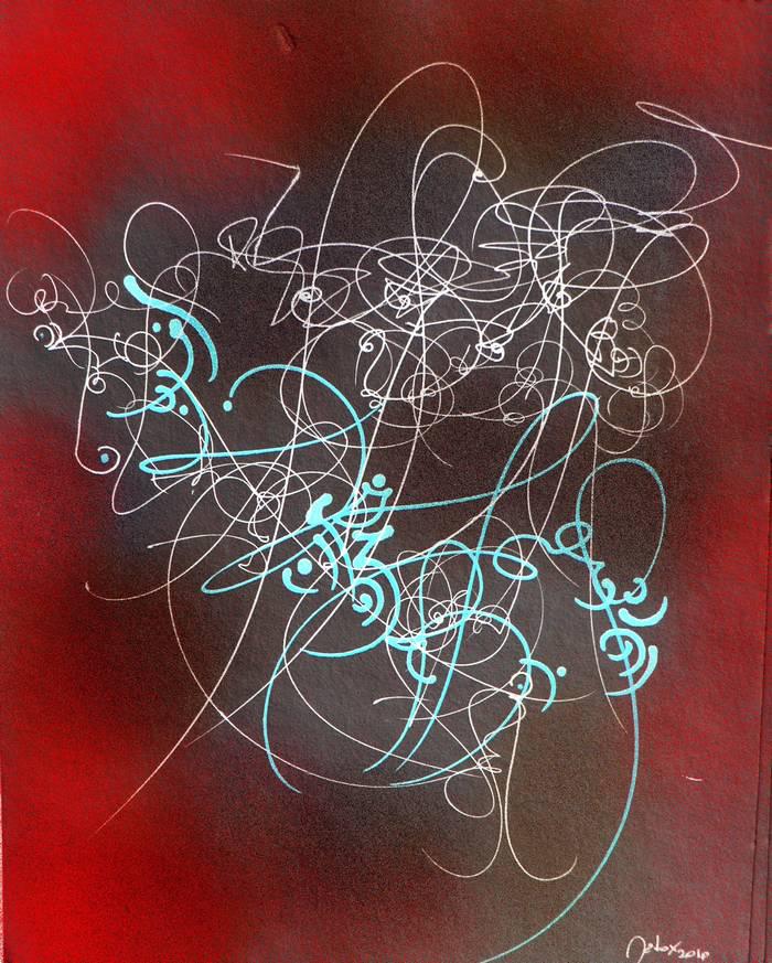 Abstract Graffiti Sketch / fluo swirly doodle