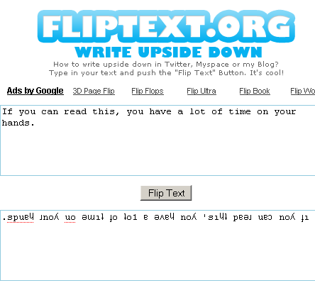 fliptext Ecrire à lenvers grâce à ce générateur sur Facebook ou MSN