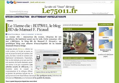 Le blog BD75011 a les honneurs du site Le75011.fr