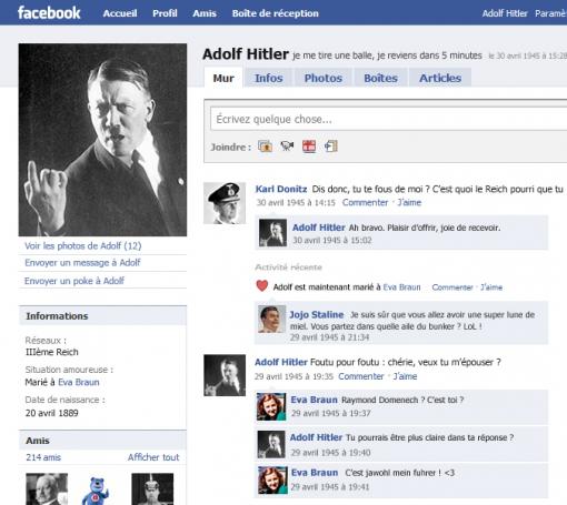 Hitler a une page FaceBook !?!