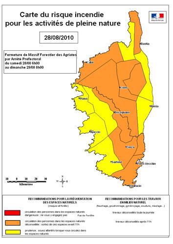 Carte risque incendie du jour : Niveau Orange et fermeture de Massif aujourd'hui