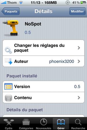 photo Désactiver la recherche SpotLight avec NoSPot