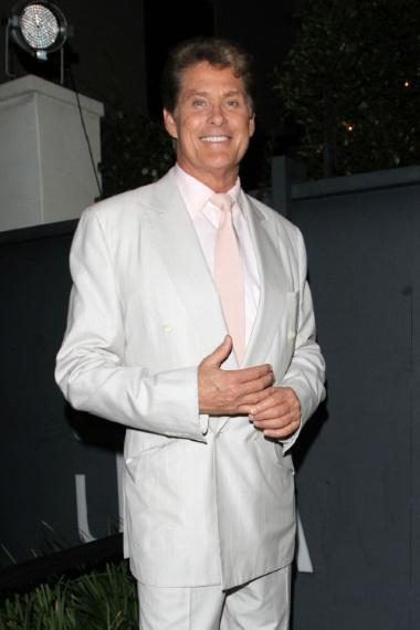 44195, LOS ANGELES, CALIFORNIA - Monday August 30 2010. David Hasselhoff gives us a cheesy grin as he joins the rest of the cast of Dancing with the Stars for a post-launch soiree at STK restaurant in West Hollywood. Photograph:  Hellmuth Dominguez, PacificCoastNews.com