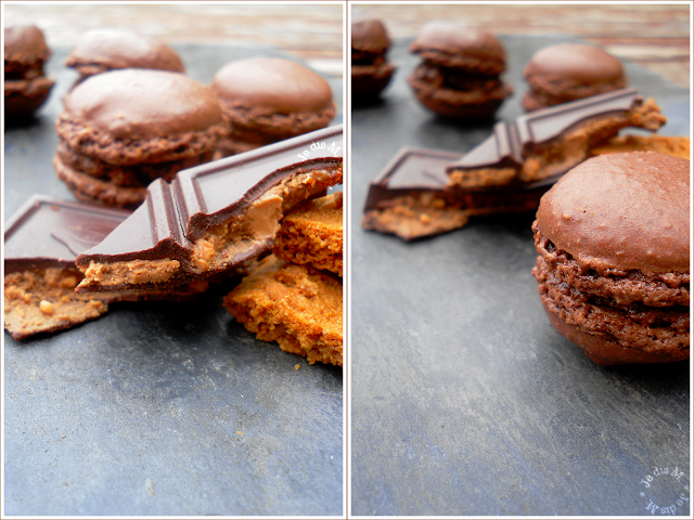 Macarons praliné, éclats de noisettes et bastogne