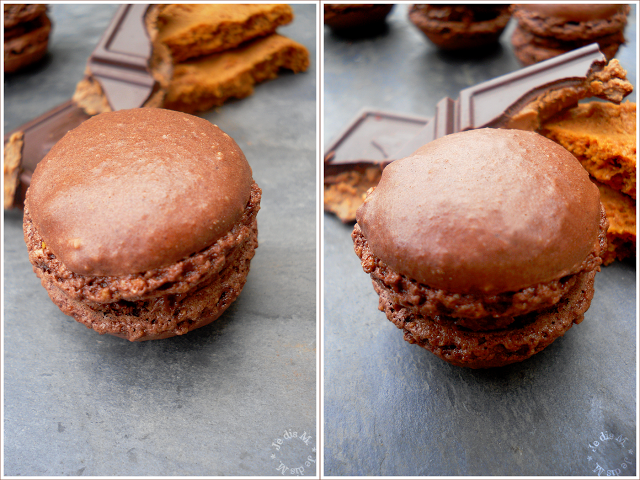 Macarons praliné, éclats de noisettes et bastogne