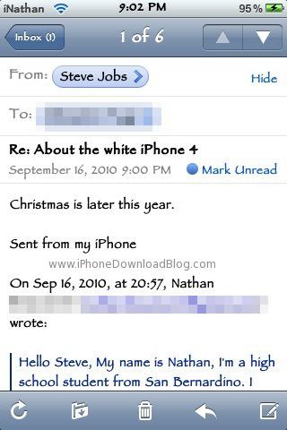White-iPhone-Steve-Jobs-Email L’iPhone 4 blanc disponible pour Noël ?