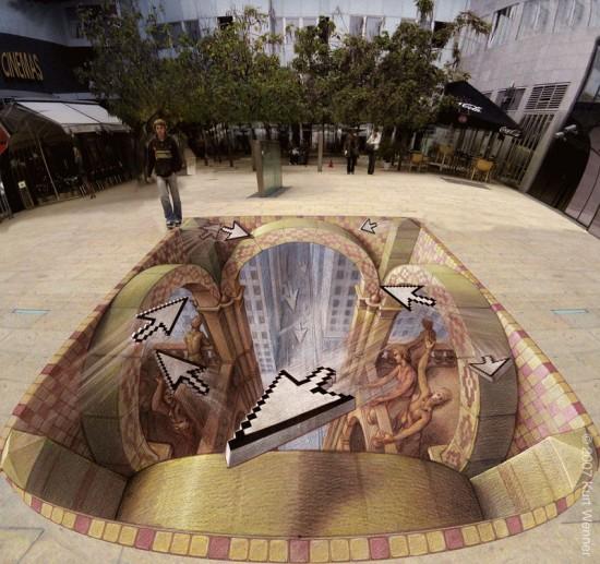 03 Czech Cursor kurt wenner art de rue 550x517 Kurt Wenner : Art de rue insolite, dessin et peintures de lArtiste