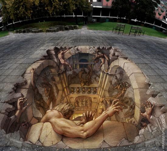 06 Hell kurt wenner art de rue 550x495 Kurt Wenner : Art de rue insolite, dessin et peintures de lArtiste