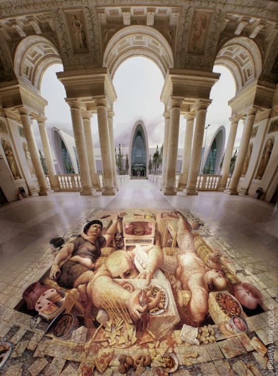 9 Gluttony kurt wenner art de rue 550x743 Kurt Wenner : Art de rue insolite, dessin et peintures de lArtiste