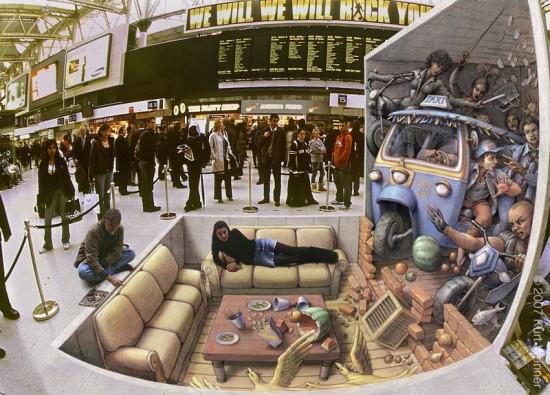 16 Sky comp with figures kurt wenner art de rue 550x395 Kurt Wenner : Art de rue insolite, dessin et peintures de lArtiste