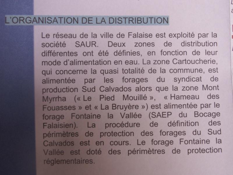 Rapport sur la qualité de l'eau du robinet, ville de Falaise