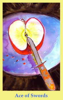 Grâce à un commentaire d'une internaute, j'ai trouvé ce site de tarots Cards from Ace of Swords