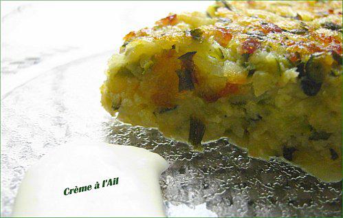 Galette façon Rösti Courgette, Pâtisson & Crème à l'Ail Galette façon Rösti Courgette, Pâtisson & Crème à l'Ail