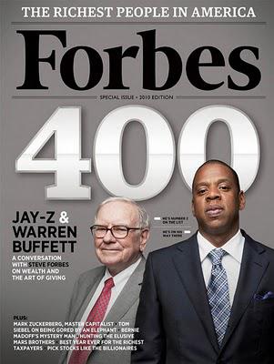 Jay'Z au côté de l'investisseur milliardaire Warren Buffet dans Forbes magazine
