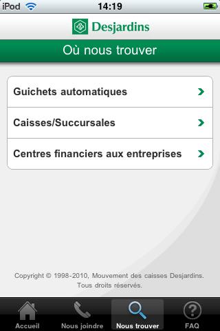 locallisation L’application Desjardins pour l’iPhone