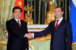 Hu Jintao reçoit Dmitri Medvedev