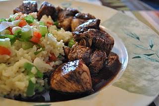 Brochettes de poulet, sauce érable et balsamique Brochettes de poulet, sauce érable et balsamique