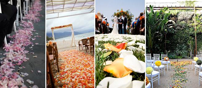 Le tapis de cérémonie de mariage remplacé par les pétales de fleurs
