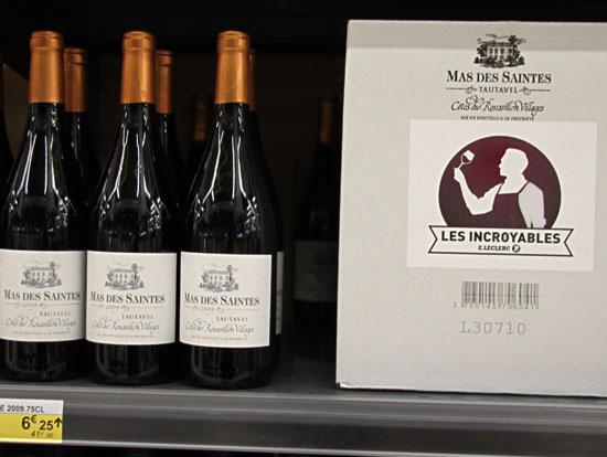 Incroyable le vin du Languedoc majoritaire dans les rayons de l’hyper Leclerc de Montpellier Mas des Saintes tautavel