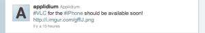 Applidium tweet VLC pour iPhone en approche