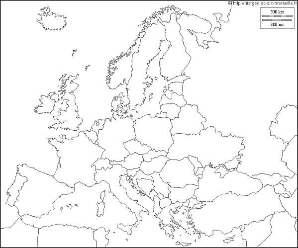 Carte de l'Europe à imprimer