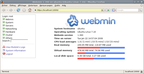 webmin admin system Linux : Installation de WebMin
