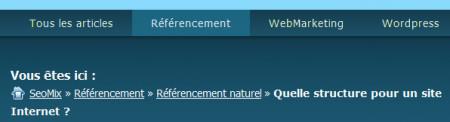 Fil d'Ariane et menu en couleur pour l'ergonomie Fil d'Ariane et menu en couleur pour l'ergonomie web