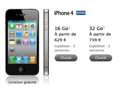 Expédition de l’Iphone 4 sur l’Apple Store : 2 semaines ! Expédition de l’Iphone 4 sur l’Apple Store : 2 semaines !