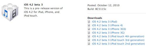 Arrivée de l’IOS 4.2 beta 3 et de iTunes 10.1 beta 2 Arrivée de l’IOS 4.2 beta 3 et de iTunes 10.1 beta 2