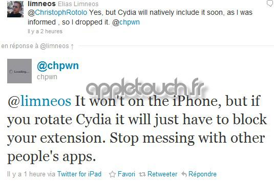 Cydia Mode Paysage iPad-2 Cydia sera disponible en Mode Paysage uniquement sur iPad