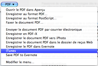 Comment exporter directement un document vers iBooks printitunes