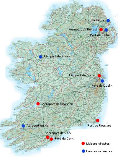 Carte des transports en Irlande