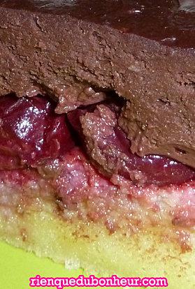 Moelleux au chocolat blanc, griottes et ganache-bavarois au chocolat noir (un nouvel appareil photo, ça se fête !) choc griottes-dt