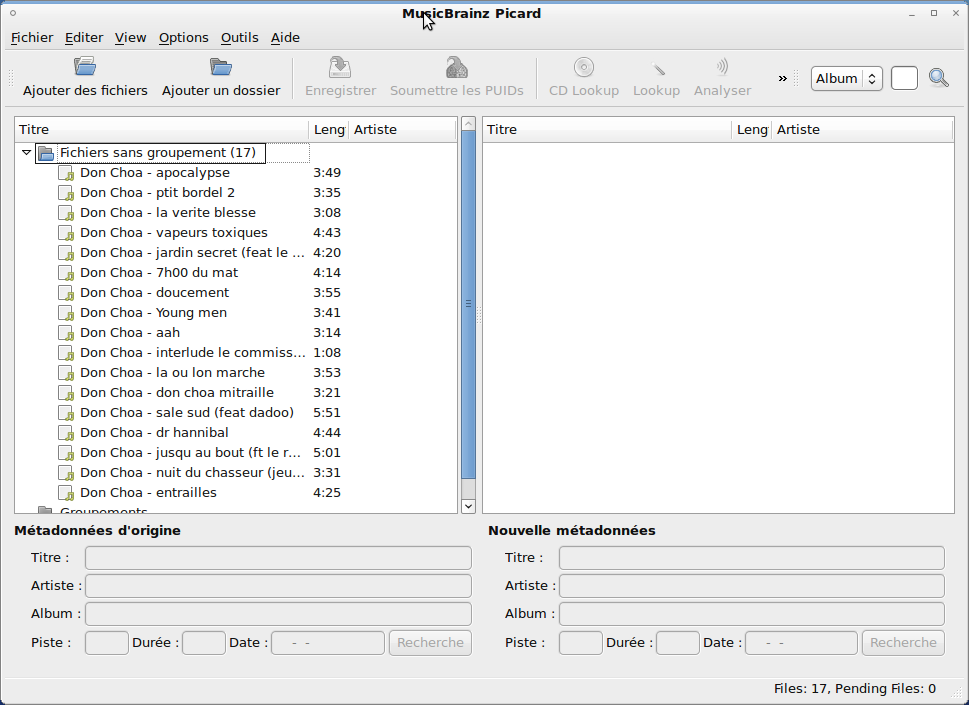 Picard Tagguer avec MusicBrainz Picard