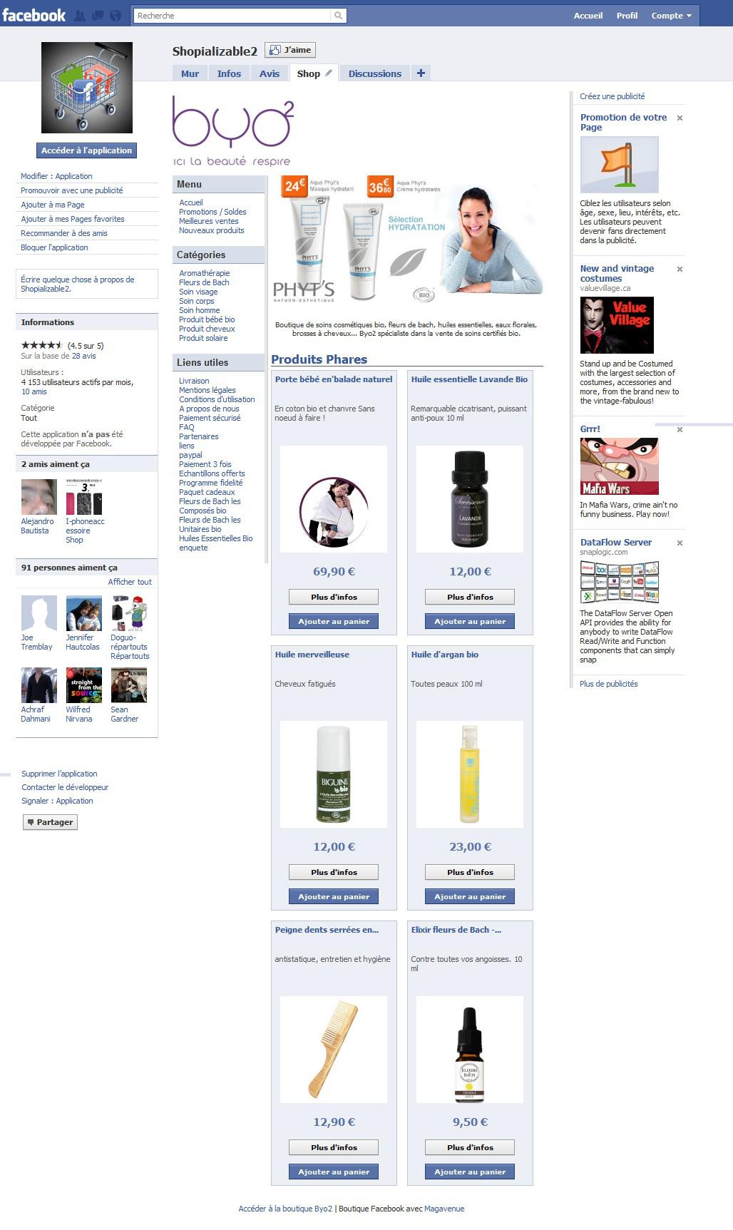 Application Facebook Magento shopializable