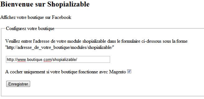 Application Facebook Prestashop shopializable