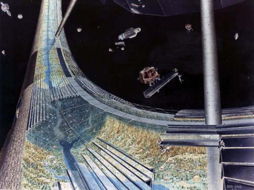 Vue d'artiste d'une partie d'une colonie toroïdale (NASA Ames Research Center)