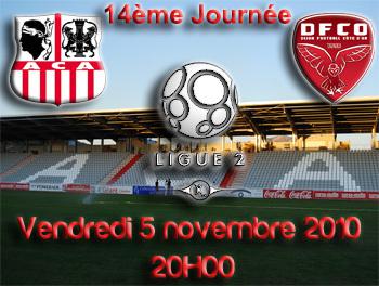 Foot / L2 : AC Ajaccio / Dijon ce soir à 20h pour le compte de la 14ème journée.