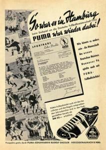 Publicité ayant prouvée que Puma fut le premier à avoir fabriqué des chaussures de football à crampons vissés