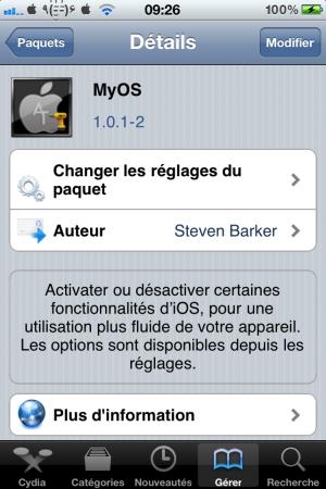 Myos : Permet d’activer ou désactiver certaines fonctions de l’iOS 4