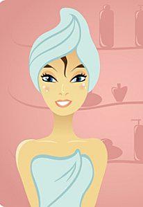 Les dernières astuces de Mémé sous la douche dessin-cheveux-serviette