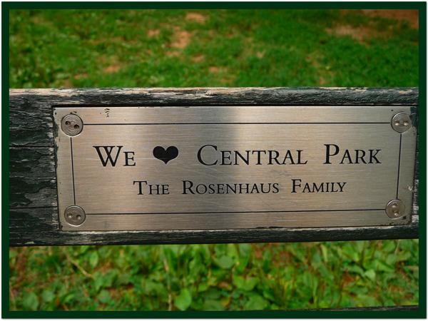 Central Park banc2 Un banc en cadeau