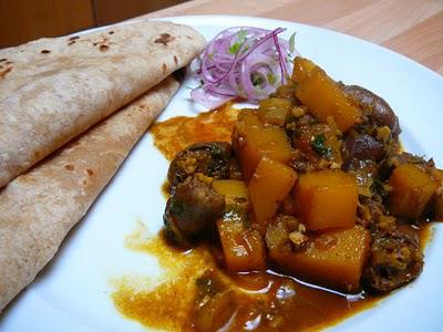 Curry de cœurs de poulet à la courge butternut – Chicken heart and butternut squash curry