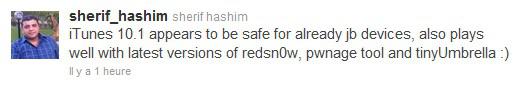 iTunes 10.1 semble etre ok pour les iphone jailbreaké 4.1 ! iTunes 10.1 semble etre ok pour les iphone jailbreaké 4.1 !