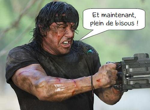 Aujourd'hui, Rambo distribue les bisous ! Aujourd'hui, Rambo distribue les bisous !