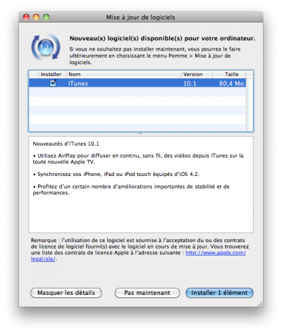 iTunes 10.1 est disponible au téléchargement !
