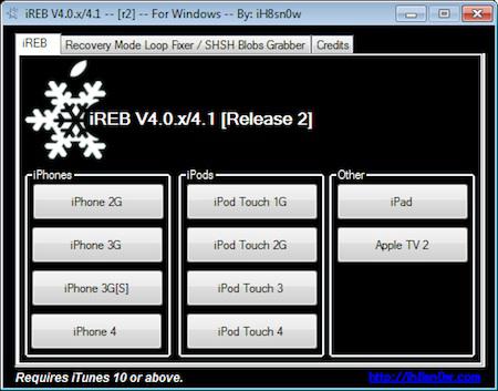 iH8sn0w publie iREB 4.0.x – 4.1 RC2 pour contourner les erreurs iTunes