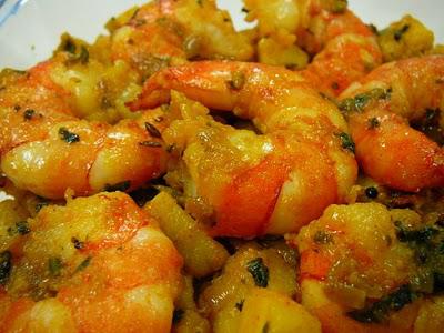 Crevettes sautés aux graines de cumin et de moutarde – Stir fried shrimp with cumin and mustard seeds
