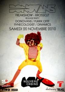 Donovans release party Donovans : Freakshow – Krosscut EP + Release Party