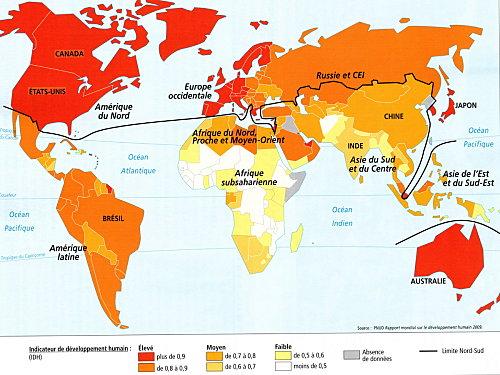2nde 10 Exercice cartographique. Les enjeux du développement CarteIDHmonde084.jpg